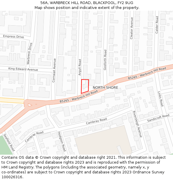 56A, WARBRECK HILL ROAD, BLACKPOOL, FY2 9UG: Location map and indicative extent of plot