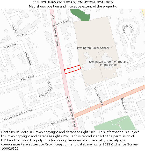 56B, SOUTHAMPTON ROAD, LYMINGTON, SO41 9GQ: Location map and indicative extent of plot