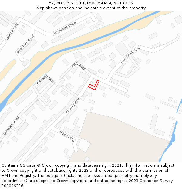 57, ABBEY STREET, FAVERSHAM, ME13 7BN: Location map and indicative extent of plot