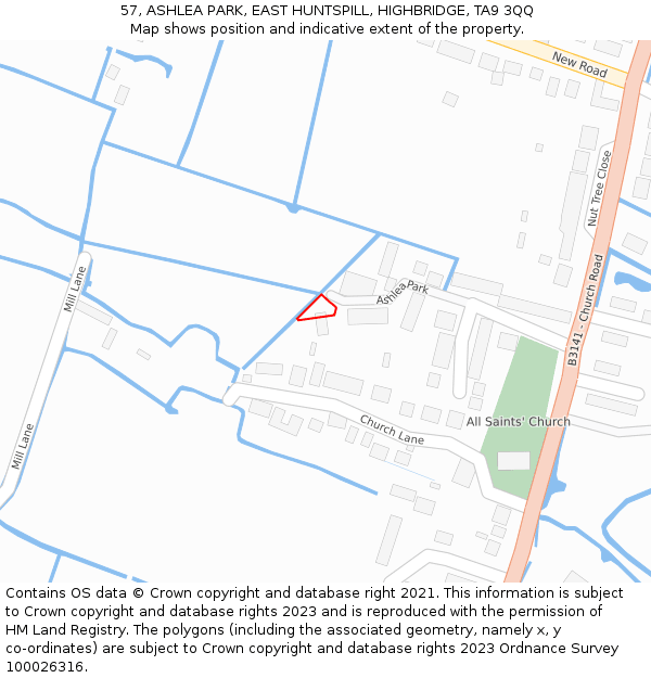 57, ASHLEA PARK, EAST HUNTSPILL, HIGHBRIDGE, TA9 3QQ: Location map and indicative extent of plot