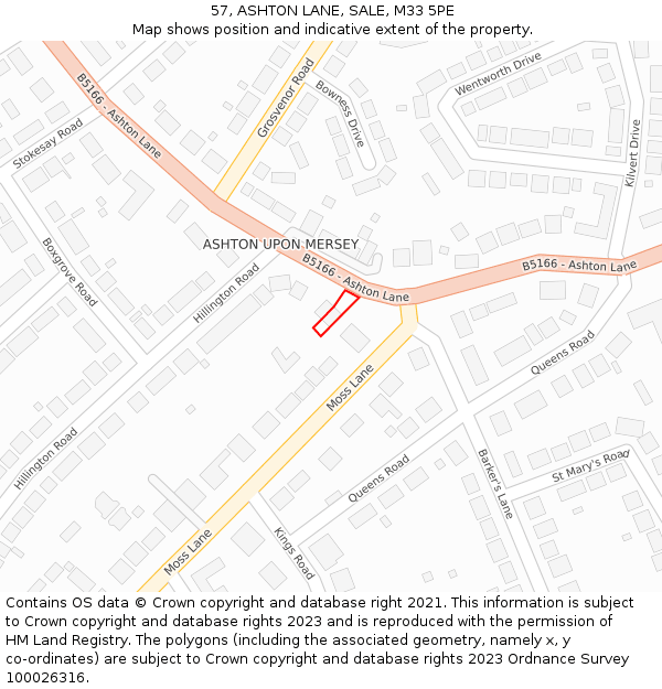 57, ASHTON LANE, SALE, M33 5PE: Location map and indicative extent of plot