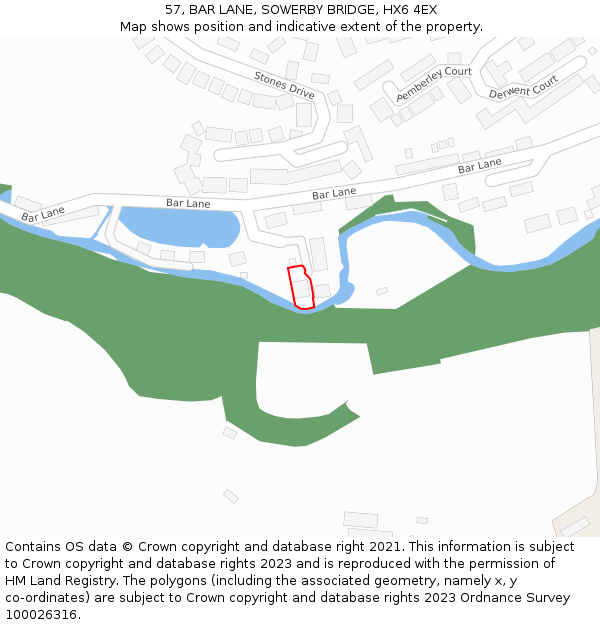 57, BAR LANE, SOWERBY BRIDGE, HX6 4EX: Location map and indicative extent of plot