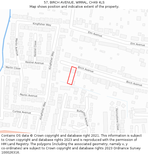 57, BIRCH AVENUE, WIRRAL, CH49 4LS: Location map and indicative extent of plot