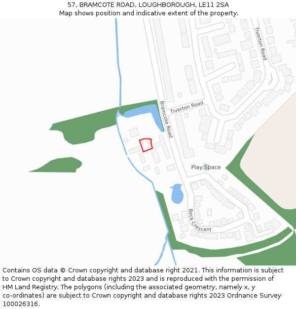 57, BRAMCOTE ROAD, LOUGHBOROUGH, LE11 2SA: Location map and indicative extent of plot