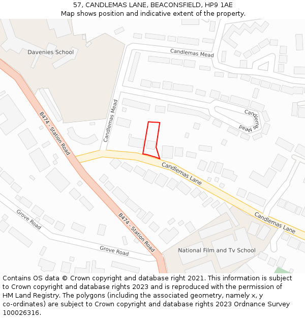 57, CANDLEMAS LANE, BEACONSFIELD, HP9 1AE: Location map and indicative extent of plot