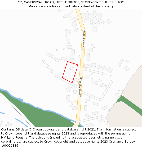 57, CAVERSWALL ROAD, BLYTHE BRIDGE, STOKE-ON-TRENT, ST11 9BG: Location map and indicative extent of plot