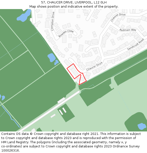 57, CHAUCER DRIVE, LIVERPOOL, L12 0LH: Location map and indicative extent of plot