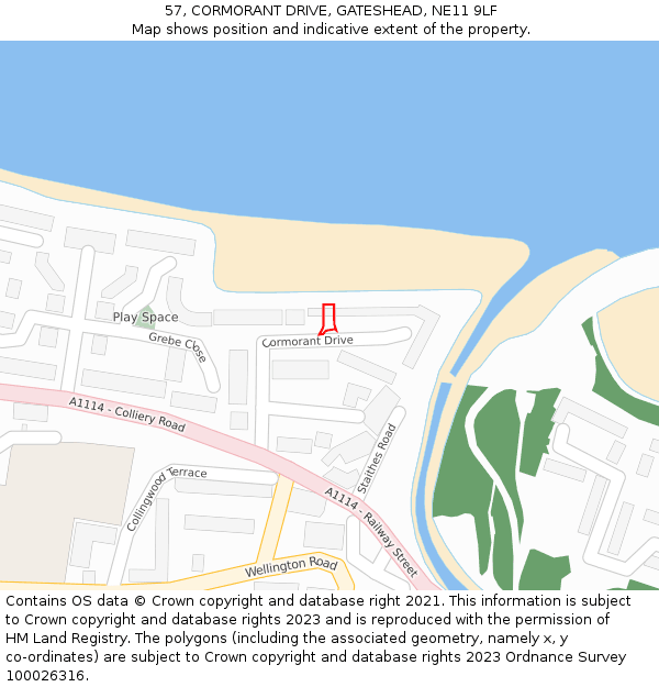 57, CORMORANT DRIVE, GATESHEAD, NE11 9LF: Location map and indicative extent of plot