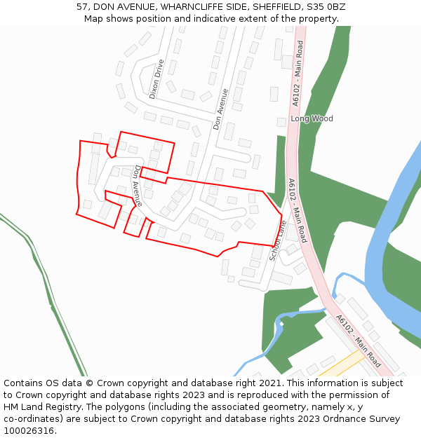 57, DON AVENUE, WHARNCLIFFE SIDE, SHEFFIELD, S35 0BZ: Location map and indicative extent of plot