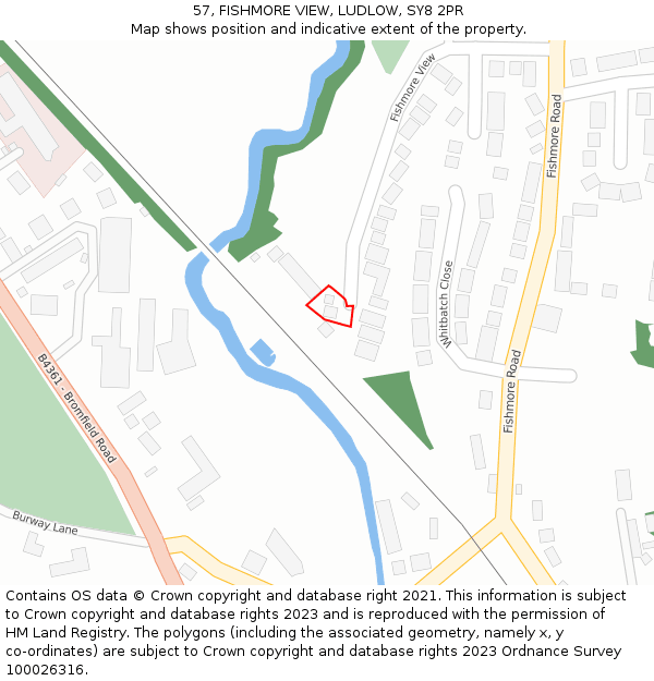 57, FISHMORE VIEW, LUDLOW, SY8 2PR: Location map and indicative extent of plot