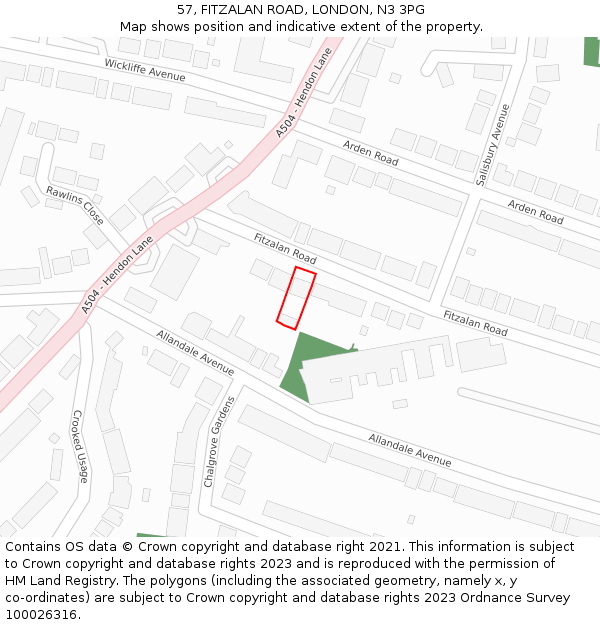 57, FITZALAN ROAD, LONDON, N3 3PG: Location map and indicative extent of plot