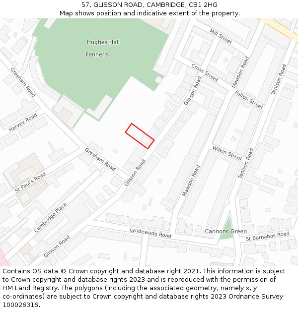 57, GLISSON ROAD, CAMBRIDGE, CB1 2HG: Location map and indicative extent of plot