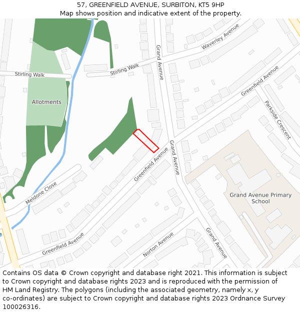 57, GREENFIELD AVENUE, SURBITON, KT5 9HP: Location map and indicative extent of plot