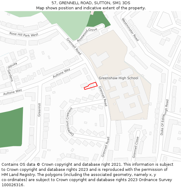 57, GRENNELL ROAD, SUTTON, SM1 3DS: Location map and indicative extent of plot