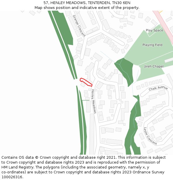 57, HENLEY MEADOWS, TENTERDEN, TN30 6EN: Location map and indicative extent of plot