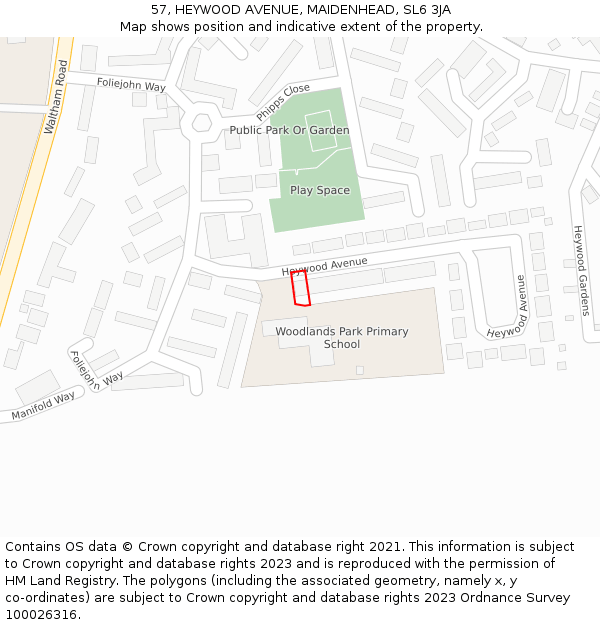57, HEYWOOD AVENUE, MAIDENHEAD, SL6 3JA: Location map and indicative extent of plot