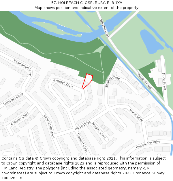57, HOLBEACH CLOSE, BURY, BL8 1XA: Location map and indicative extent of plot