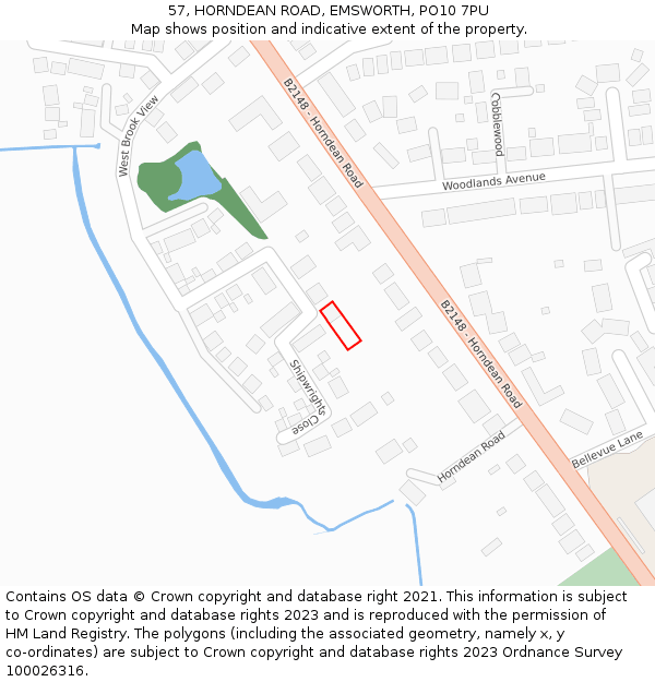 57, HORNDEAN ROAD, EMSWORTH, PO10 7PU: Location map and indicative extent of plot