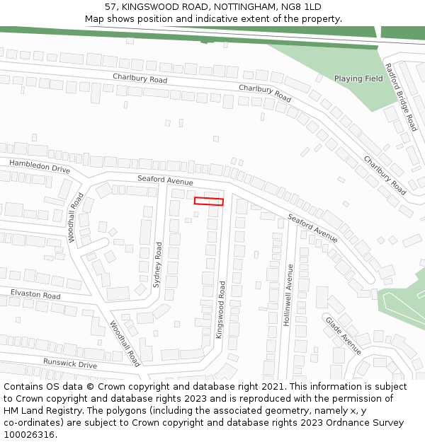 57, KINGSWOOD ROAD, NOTTINGHAM, NG8 1LD: Location map and indicative extent of plot