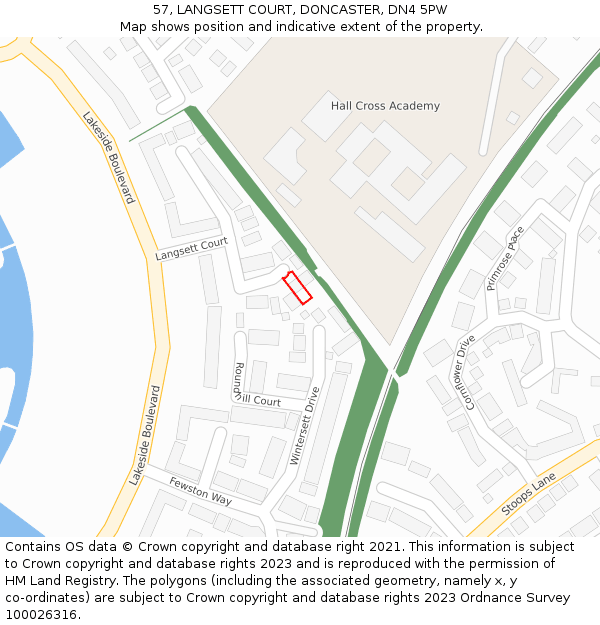 57, LANGSETT COURT, DONCASTER, DN4 5PW: Location map and indicative extent of plot