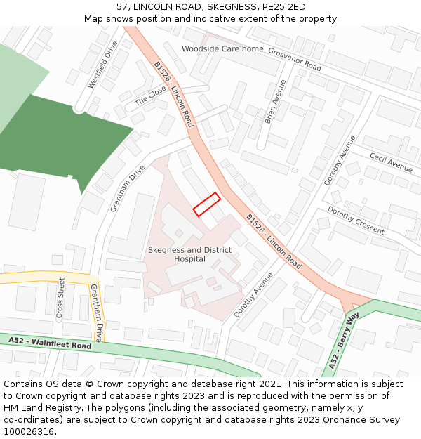 57, LINCOLN ROAD, SKEGNESS, PE25 2ED: Location map and indicative extent of plot