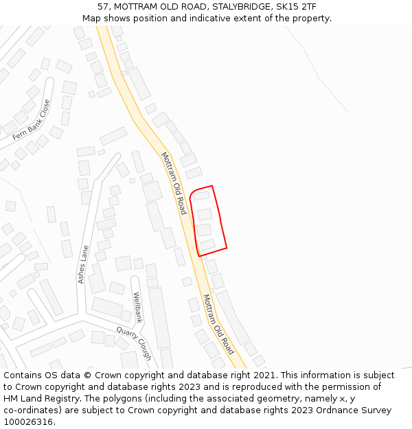 57, MOTTRAM OLD ROAD, STALYBRIDGE, SK15 2TF: Location map and indicative extent of plot