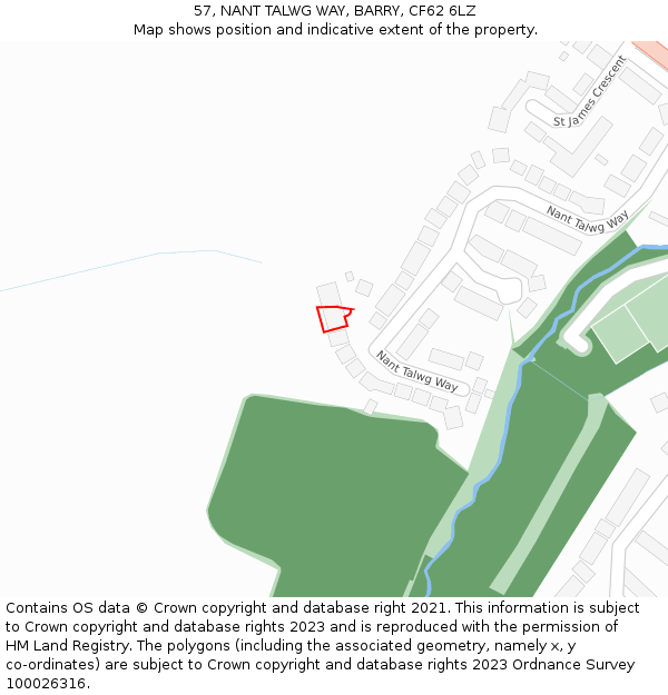 57, NANT TALWG WAY, BARRY, CF62 6LZ: Location map and indicative extent of plot