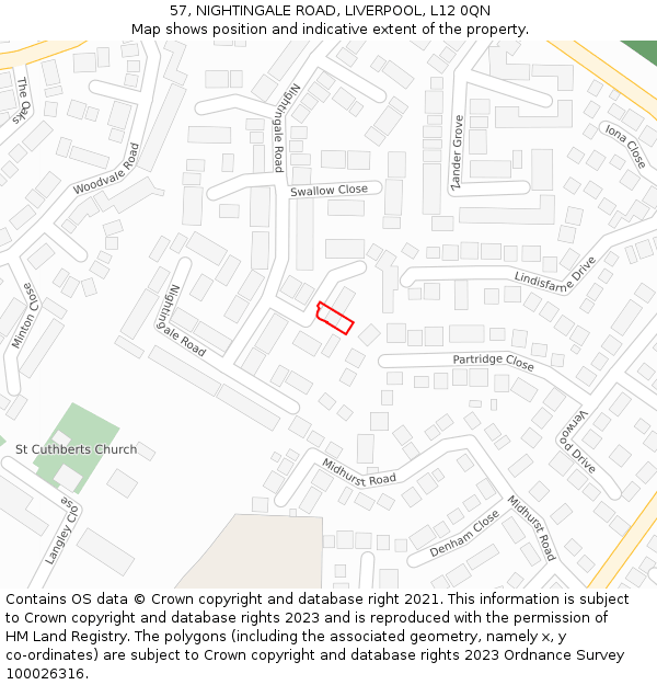 57, NIGHTINGALE ROAD, LIVERPOOL, L12 0QN: Location map and indicative extent of plot