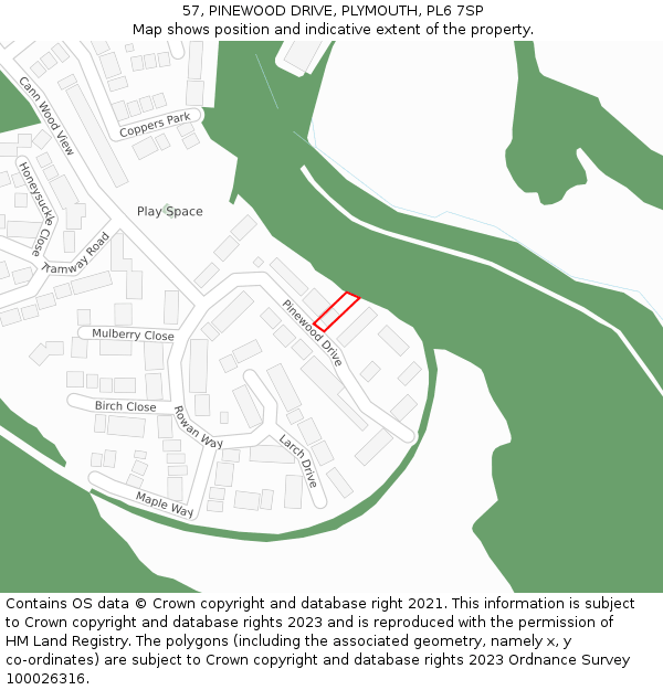 57, PINEWOOD DRIVE, PLYMOUTH, PL6 7SP: Location map and indicative extent of plot