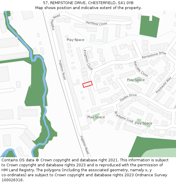 57, REMPSTONE DRIVE, CHESTERFIELD, S41 0YB: Location map and indicative extent of plot