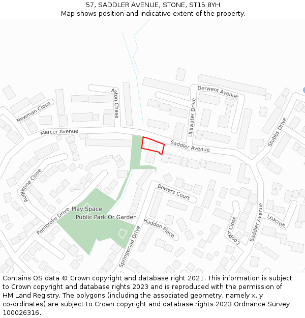 57, SADDLER AVENUE, STONE, ST15 8YH: Location map and indicative extent of plot