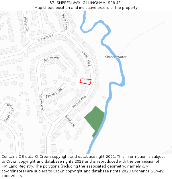 57, SHREEN WAY, GILLINGHAM, SP8 4EL: Location map and indicative extent of plot