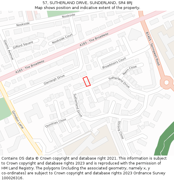 57, SUTHERLAND DRIVE, SUNDERLAND, SR4 8RJ: Location map and indicative extent of plot