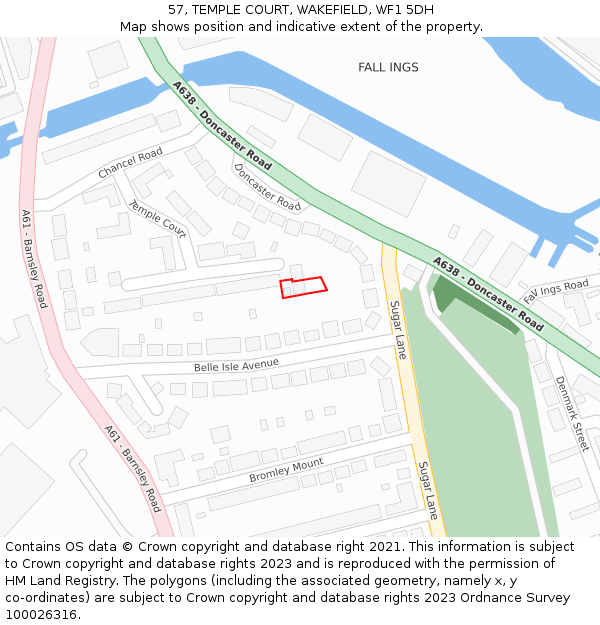 57, TEMPLE COURT, WAKEFIELD, WF1 5DH: Location map and indicative extent of plot