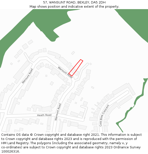 57, WANSUNT ROAD, BEXLEY, DA5 2DH: Location map and indicative extent of plot