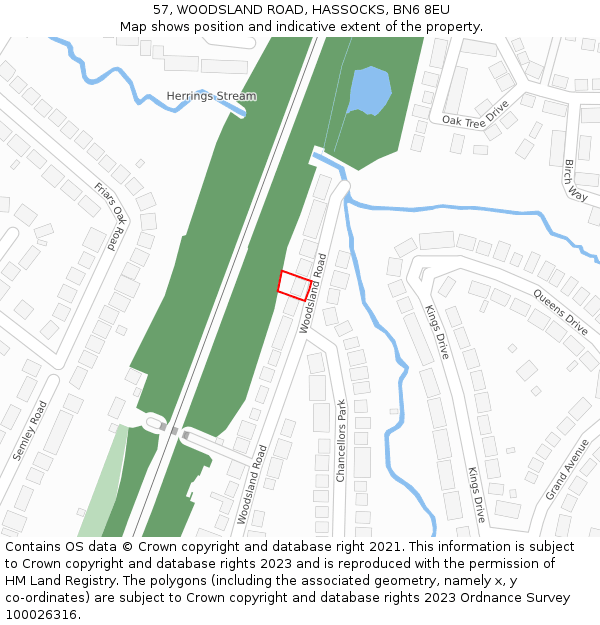 57, WOODSLAND ROAD, HASSOCKS, BN6 8EU: Location map and indicative extent of plot