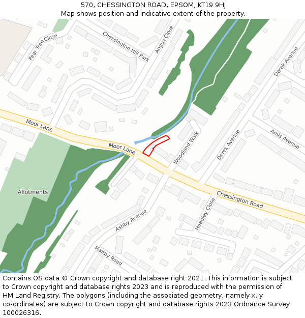 570, CHESSINGTON ROAD, EPSOM, KT19 9HJ: Location map and indicative extent of plot