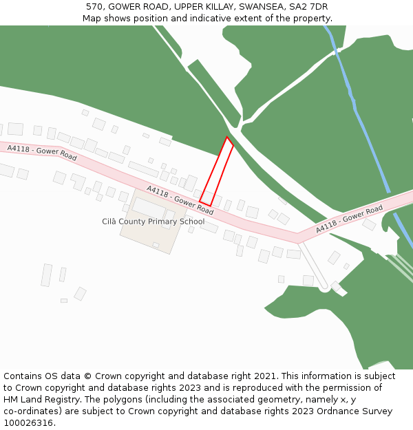 570, GOWER ROAD, UPPER KILLAY, SWANSEA, SA2 7DR: Location map and indicative extent of plot