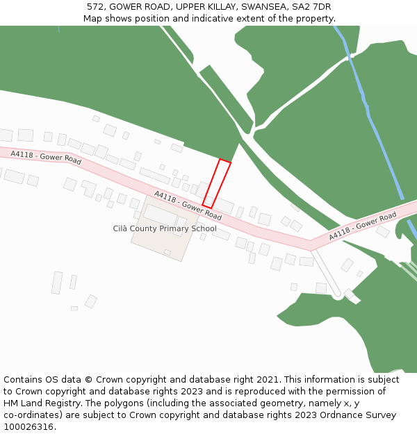 572, GOWER ROAD, UPPER KILLAY, SWANSEA, SA2 7DR: Location map and indicative extent of plot