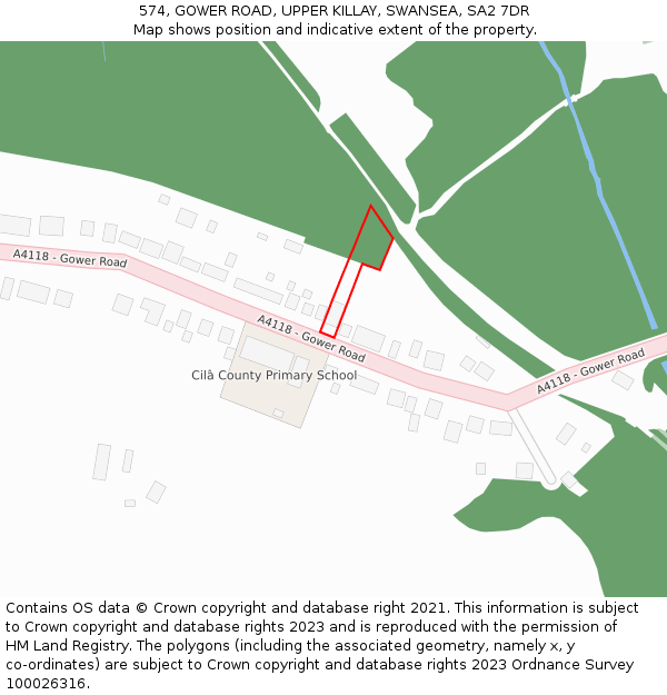 574, GOWER ROAD, UPPER KILLAY, SWANSEA, SA2 7DR: Location map and indicative extent of plot