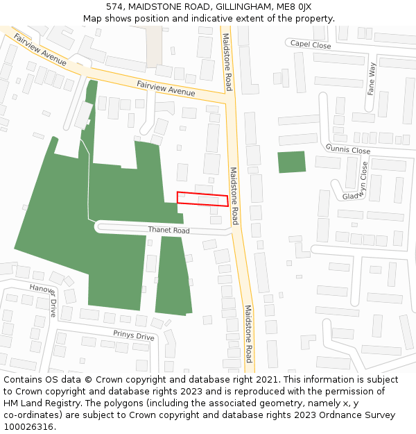 574, MAIDSTONE ROAD, GILLINGHAM, ME8 0JX: Location map and indicative extent of plot