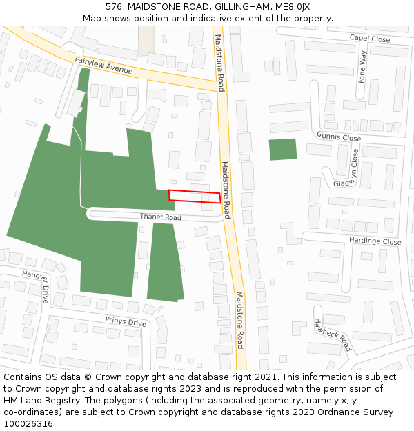 576, MAIDSTONE ROAD, GILLINGHAM, ME8 0JX: Location map and indicative extent of plot