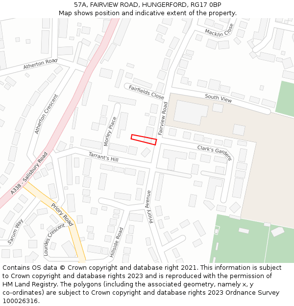 57A, FAIRVIEW ROAD, HUNGERFORD, RG17 0BP: Location map and indicative extent of plot