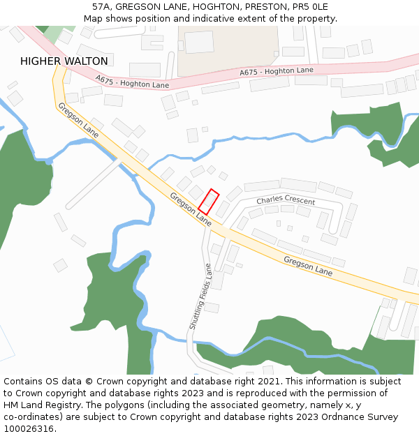 57A, GREGSON LANE, HOGHTON, PRESTON, PR5 0LE: Location map and indicative extent of plot