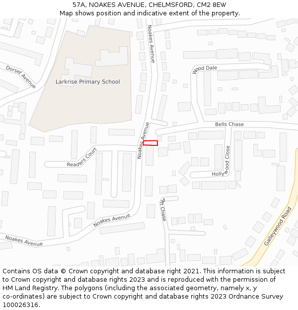 57A, NOAKES AVENUE, CHELMSFORD, CM2 8EW: Location map and indicative extent of plot