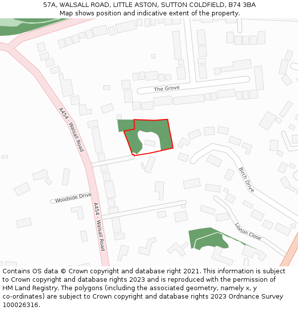 57A, WALSALL ROAD, LITTLE ASTON, SUTTON COLDFIELD, B74 3BA: Location map and indicative extent of plot