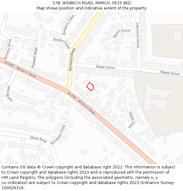 57B, WISBECH ROAD, MARCH, PE15 8ED: Location map and indicative extent of plot