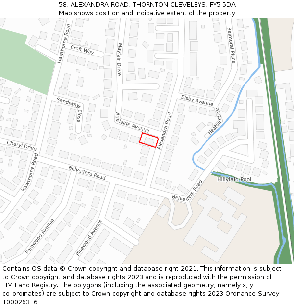 58, ALEXANDRA ROAD, THORNTON-CLEVELEYS, FY5 5DA: Location map and indicative extent of plot