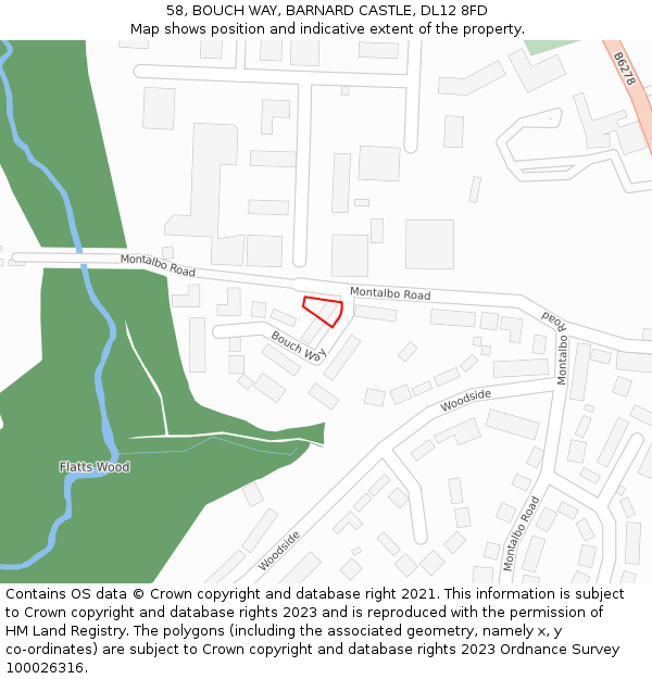 58, BOUCH WAY, BARNARD CASTLE, DL12 8FD: Location map and indicative extent of plot