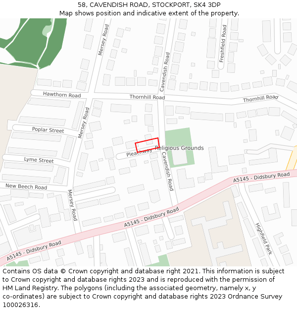 58, CAVENDISH ROAD, STOCKPORT, SK4 3DP: Location map and indicative extent of plot